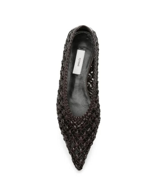 Totême  Black Woven Pointed-Toe Leather Pumps
