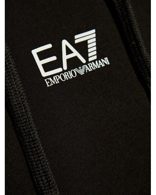 EA7 Black Logo-Print Hoodie for men