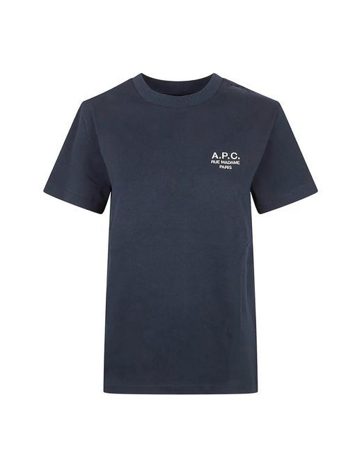 A.P.C. Blue Rue Madame Embroidered Logo T-Shirt