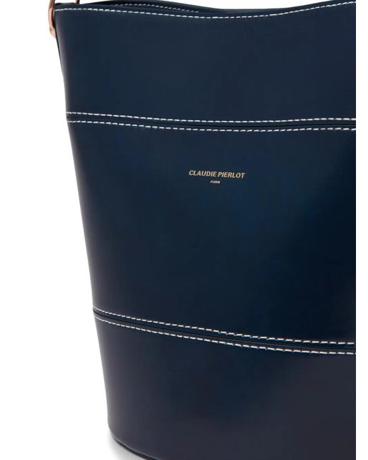 Claudie Pierlot Blue Adjustable Leather Bucket Bag