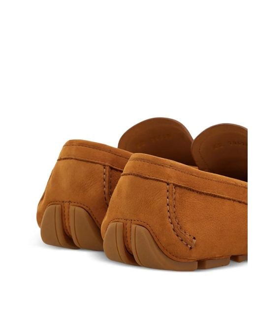 Ferragamo Brown Gancini Ornament Driver Loafers for men