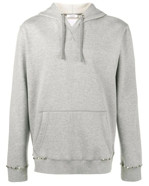Valentino Garavani Gray Rockstud Hoodie for men