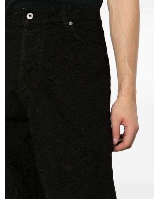 Off-White c/o Virgil Abloh Black Tattoo-embroidered Wide-leg Jeans