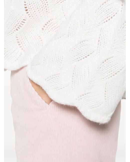 Twinset White Cable-Knit Turtleneck Sweater