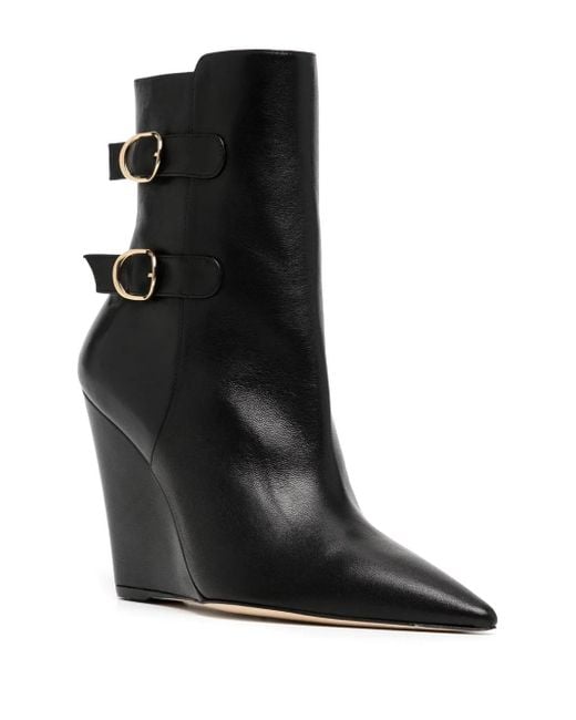 Stuart Weitzman Black Pointed-Toe 100Mm Wedge Boots