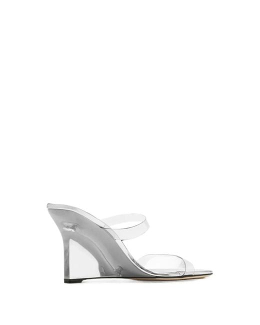 Stuart Weitzman White Transparent-Strap Wedge Sandals