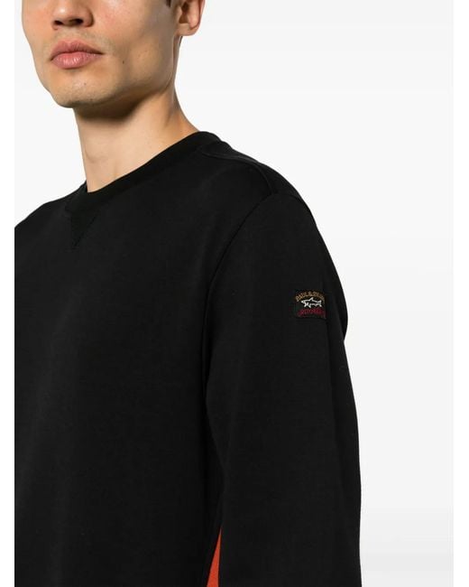 Paul & Shark Black Logo-Appliqué Contrast-Panel Sweatshirt for men