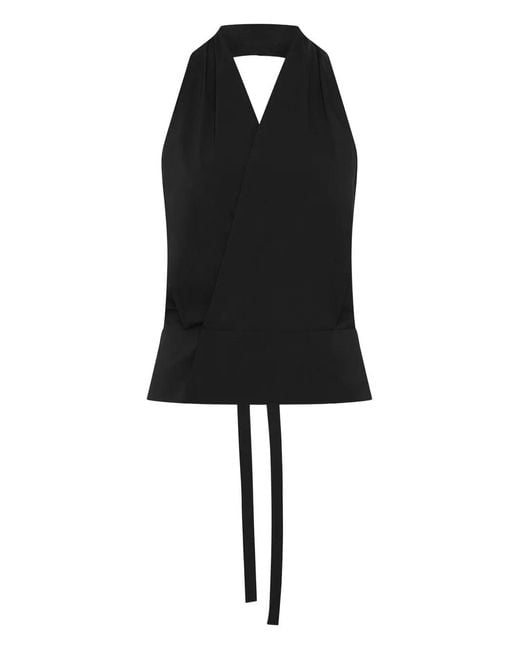 St. Agni Black Halterneck Wrap Top