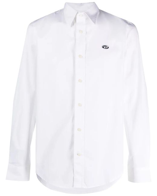 DIESEL White S-Benny-A Logo-Appliqué Shirt for men