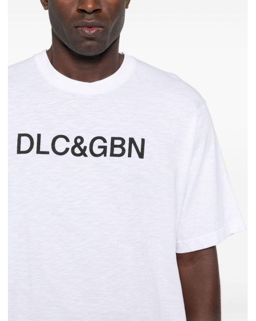 Camiseta con logo estampado Dolce & Gabbana de hombre de color White