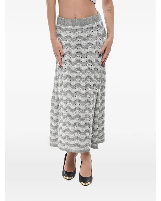COLOUR MARKET® Gray Chevron-Knit Midi Skirt