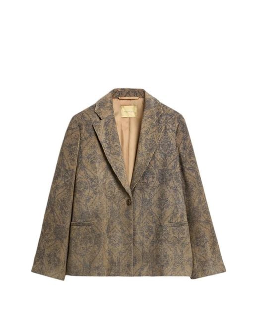 Momoní Brown Lilja Printed Corduroy Jacket