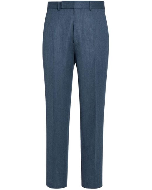 Zegna Blue Trofeo Wool Trousers for men