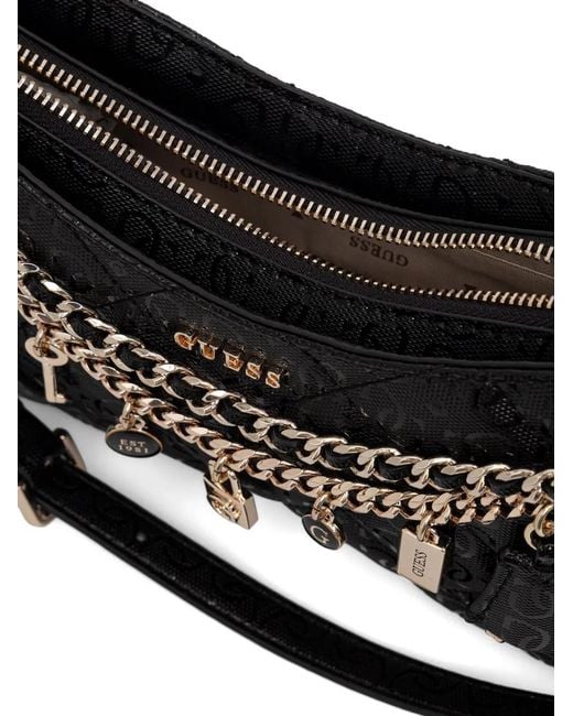 Guess Black Libby Quilted Charm-Detail Shoulder Bag