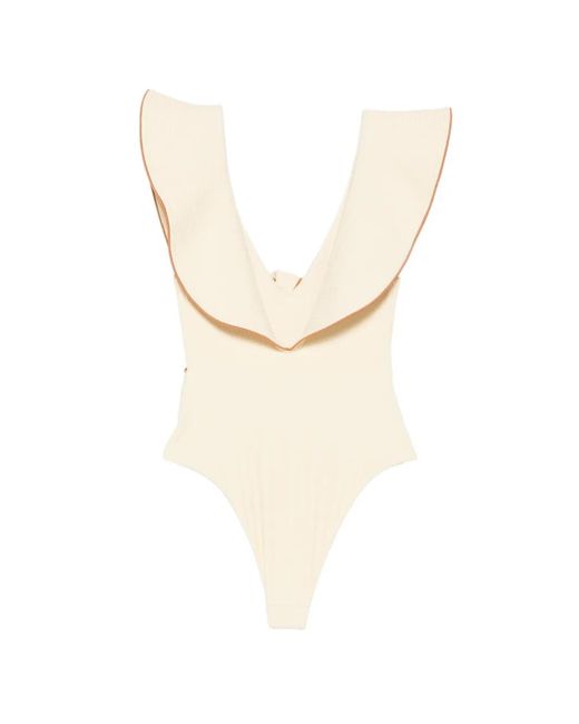 Johanna Ortiz Natural Beaches Crinkle Ruffled-Detail Swimsuit