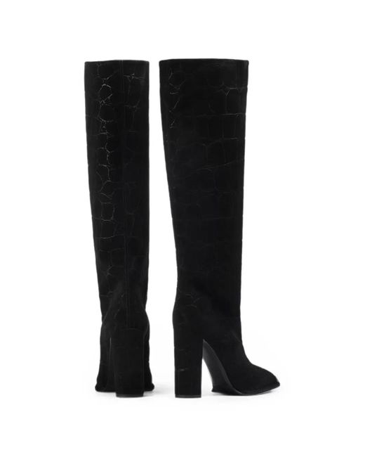 Le Silla Black Elsa Croc-Effect Boots