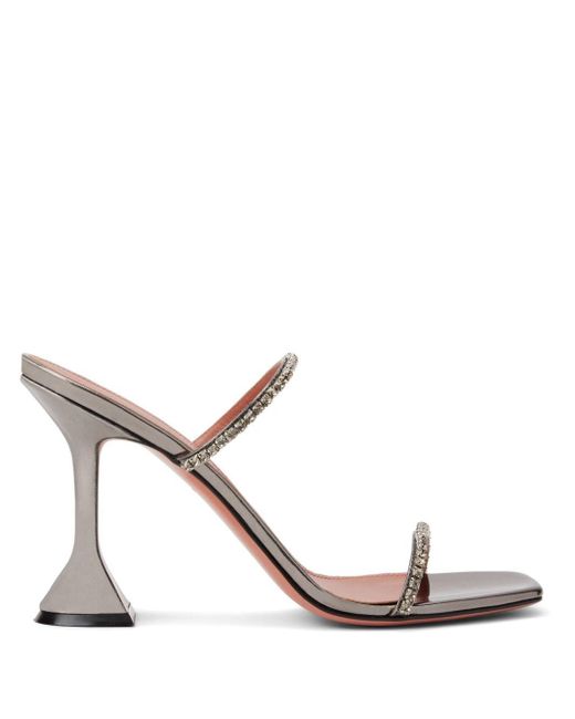 AMINA MUADDI Gray Gilda Crystal-embellished Sandals
