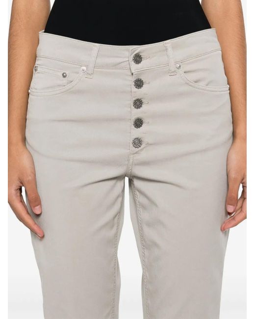 Dondup Gray Straight-Leg Cropped Trousers