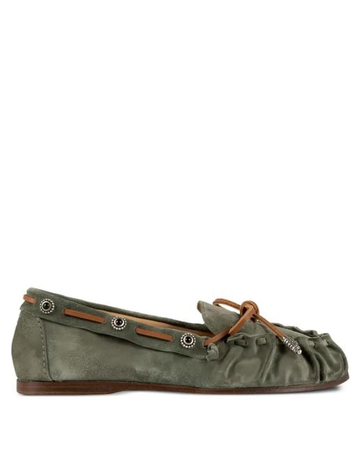 Sartore Green Embellished Suede Ballet Flats