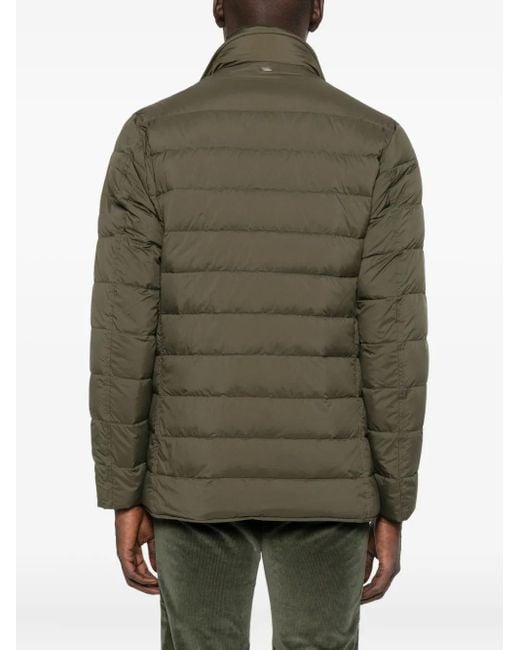 Herno Green Quilted Buttoned Jacket for men