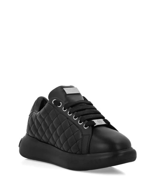Philipp Plein Black Quilted Leather Sneakers