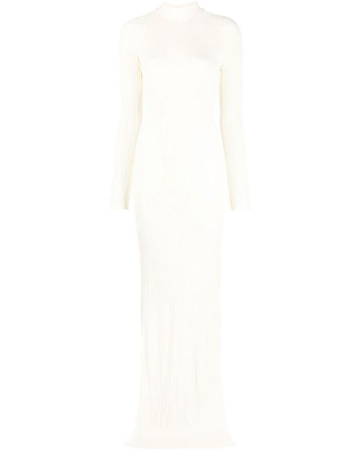 AYA MUSE Cotton Ribbed-knit Floor-length Dress in White | Lyst