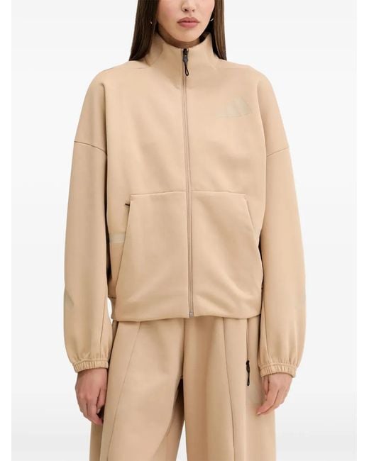Adidas Natural Z.N.E. Logo-Print Zip-Up Sweatshirt
