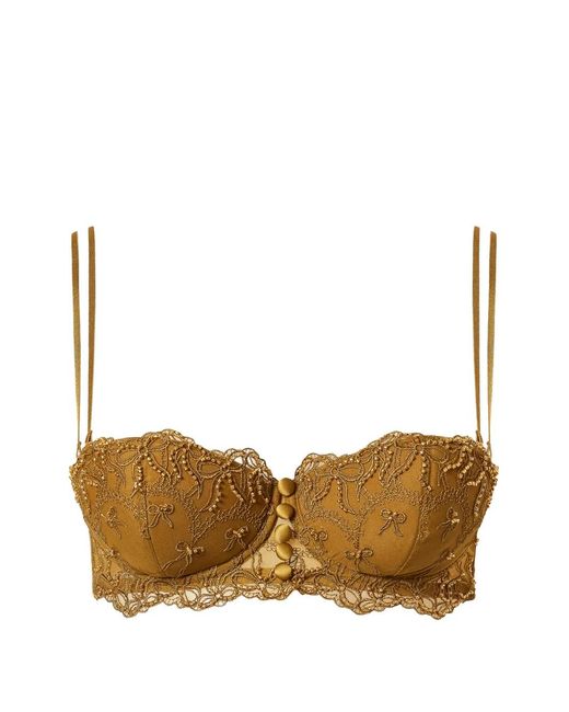 Twinset Brown Embroidered Tulle Bra