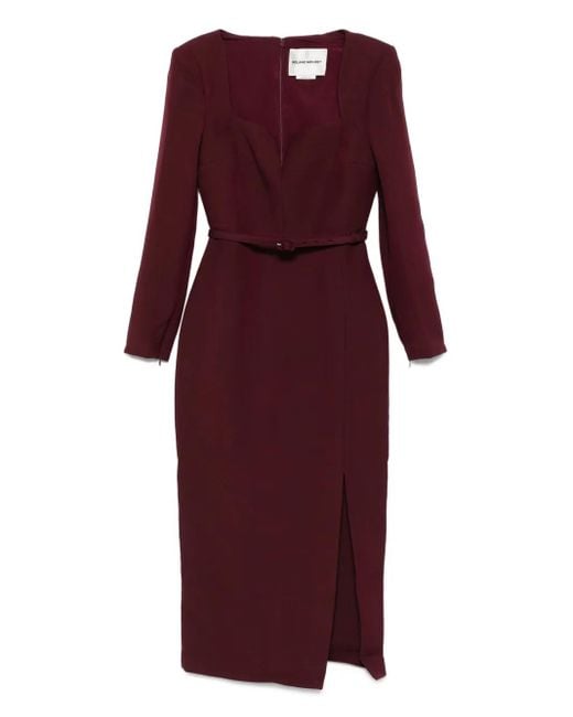 Roland Mouret Purple Square-Neck Belted Dress