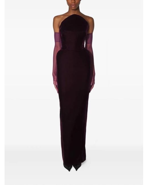 Mugler Purple Strapless Maxi Dress