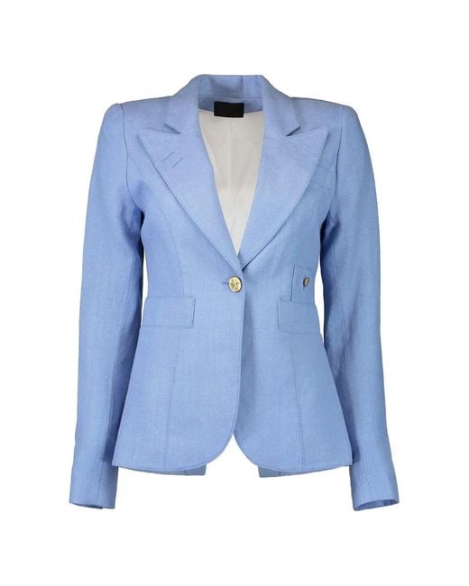 Smythe Blue Blazer En Lin À Simple Boutonnage