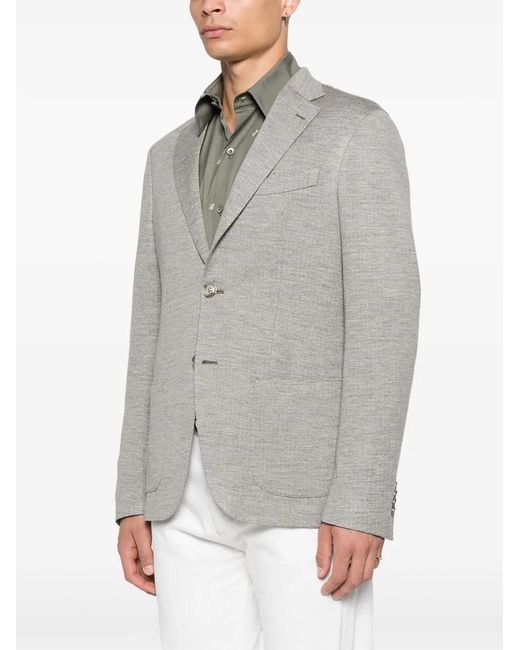 Etro Gray Two-Button Patch-Pocket Blazer for men
