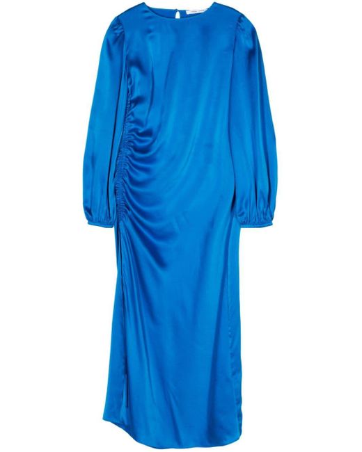 Vestido midi Elvira de seda Samsøe & Samsøe de color Blue