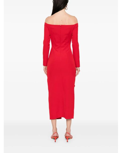 Abito Midi Con Spalle Scoperte di MOOS STUDIO in Red
