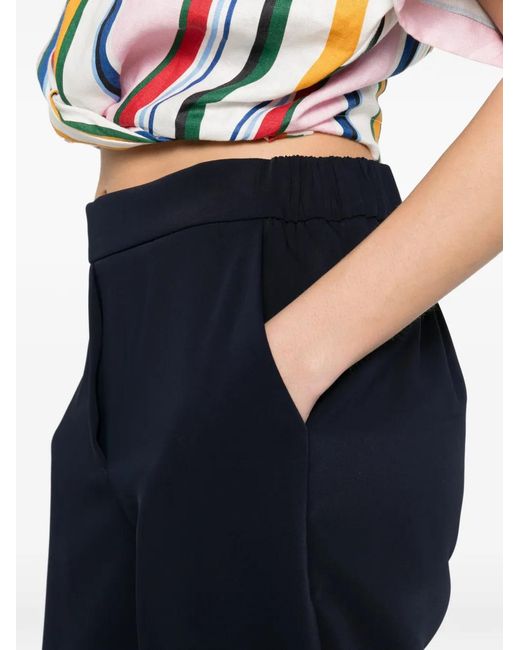 P.A.R.O.S.H. Blue Cady Cuffed Trousers