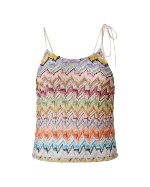 Missoni Blue Zigzag-Knit Halterneck Top