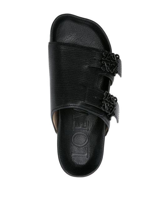 Loewe Black Anagram-buckle Leather Slides