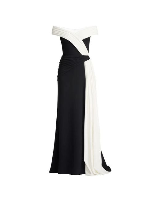 Tadashi Shoji Black Draped Slit Maxi Dress