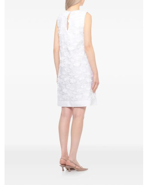 P.A.R.O.S.H. White Floral-Embroidered Sleeveless Mini Dress