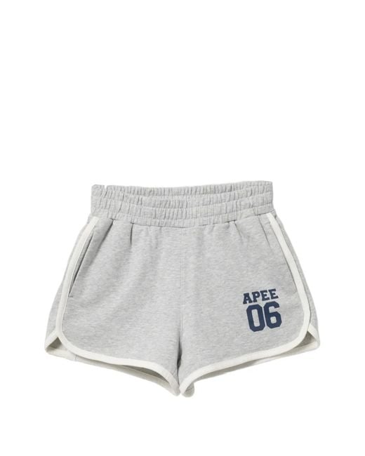AAPE BY A BATHING AP White Logo Printed Shorts