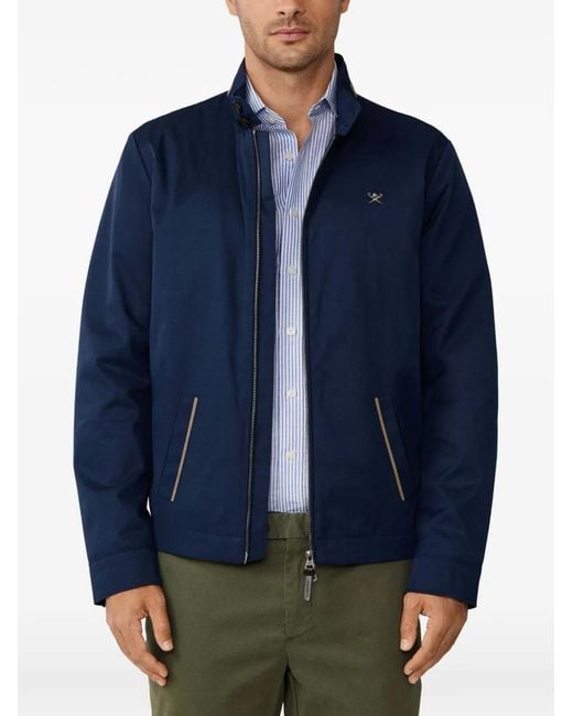 Hackett Blue Harrington Logo-Embroidered Jacket for men