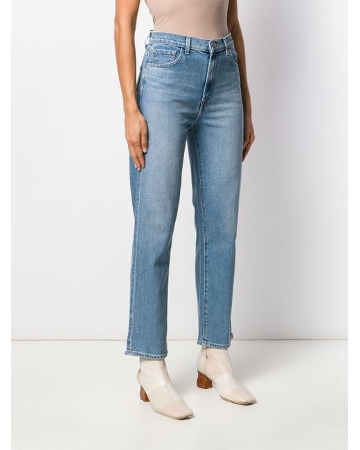 J Brand Marcella Cropped Straight Let Denim Jeans in Blue - Lyst