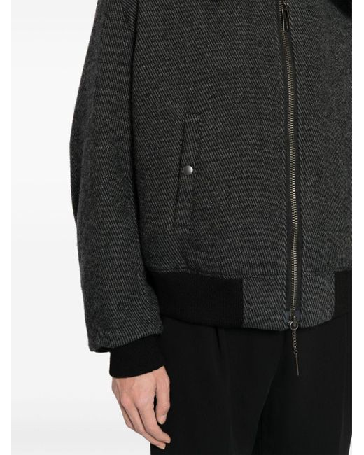 Yohji Yamamoto Detachable Collar Tweed Bomber Jacket in