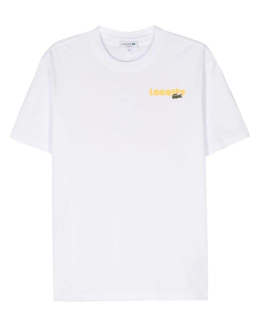Lacoste White Logo-print Cotton T-shirt for men