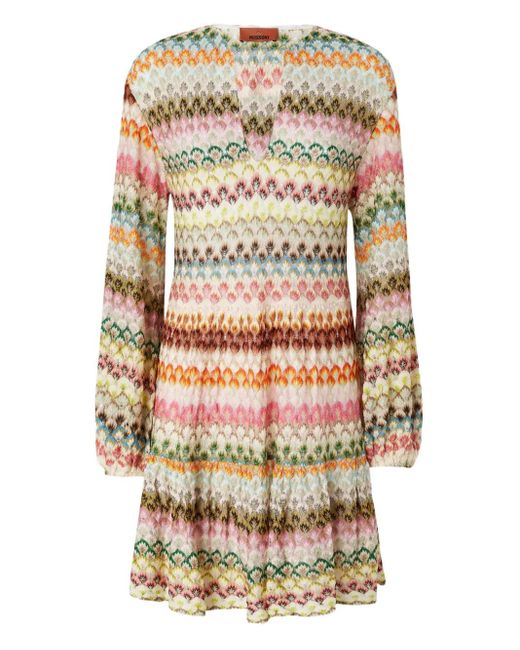 Missoni Natural Zigzag-Pattern Midi Dress
