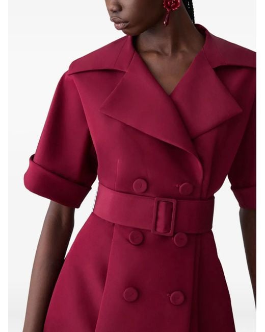 Carolina Herrera Belted Short-sleeve Maxi Dress Red