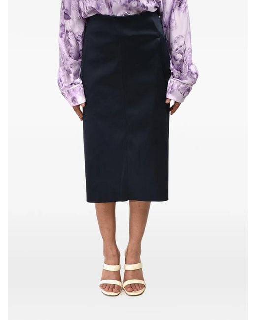 Off-White c/o Virgil Abloh Black Satin A-Line Midi Skirt