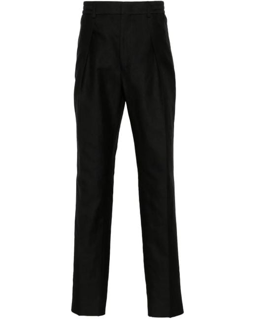 Fendi Black Pantalone In Misto Cotone E Canapa for men