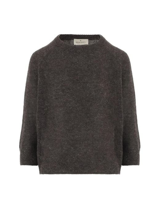 Bruno Manetti Gray Sequin-Embellished Crew-Neck Sweater