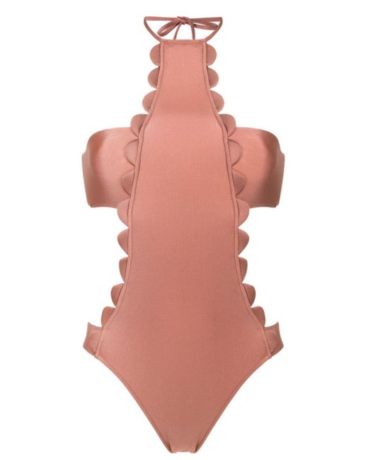 Adriana Degreas Pink Cut-out Detailing Halterneck Swimsuit